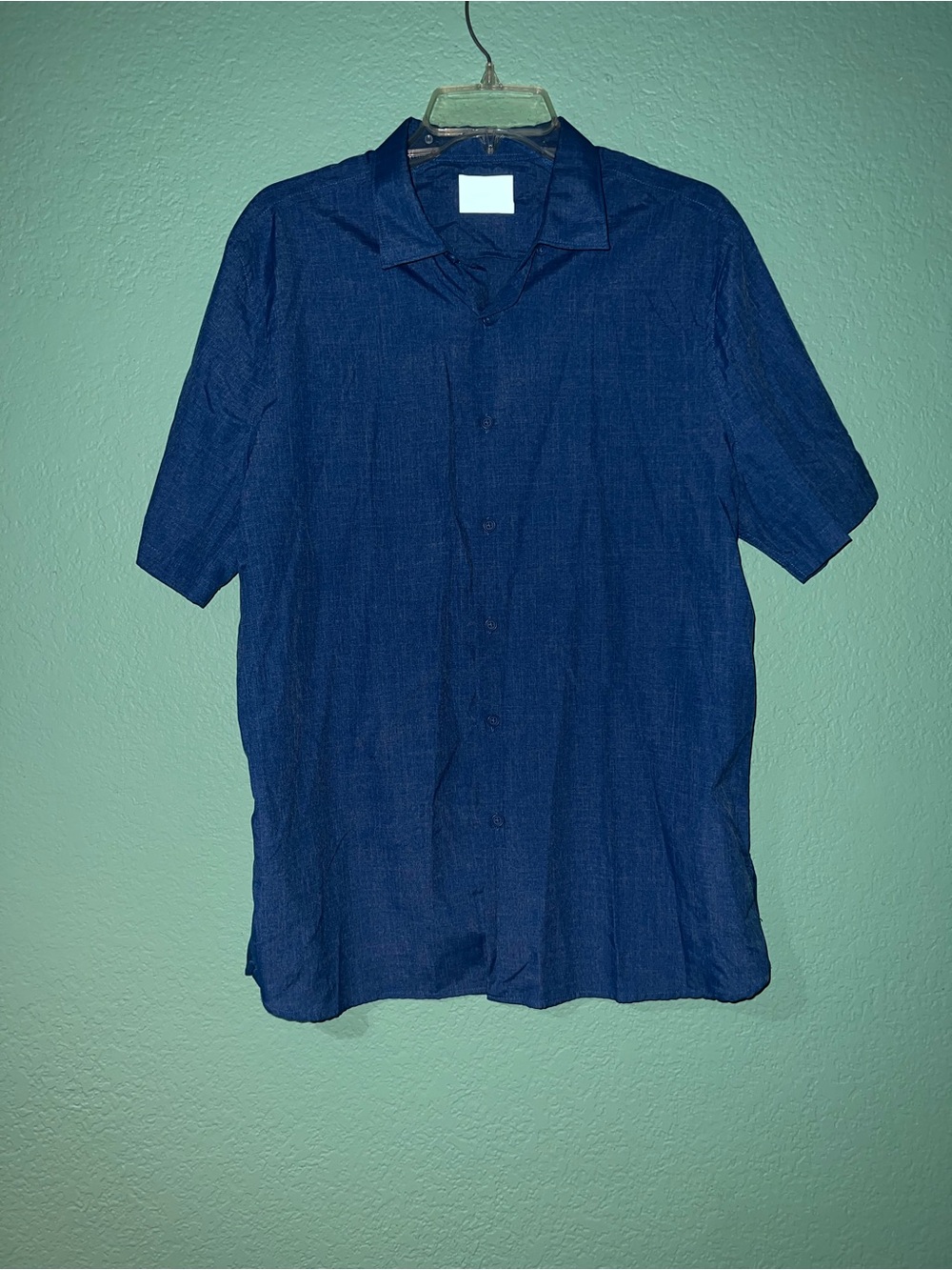 Men's Short Sleeve Button-Down Shirt in Navy Blue